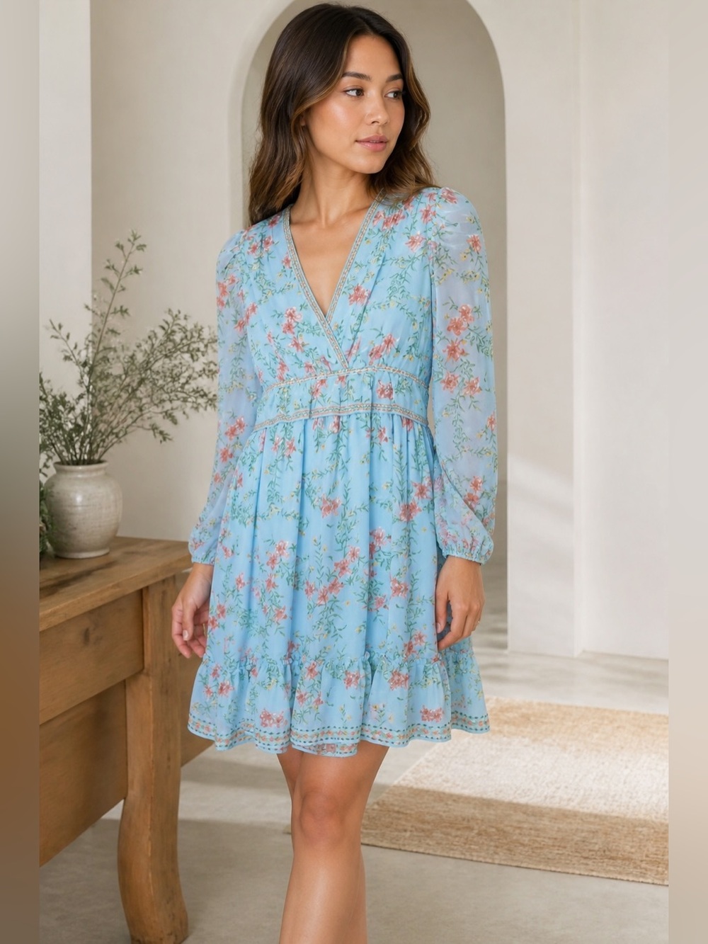Max Studio Light Blue Floral Dress